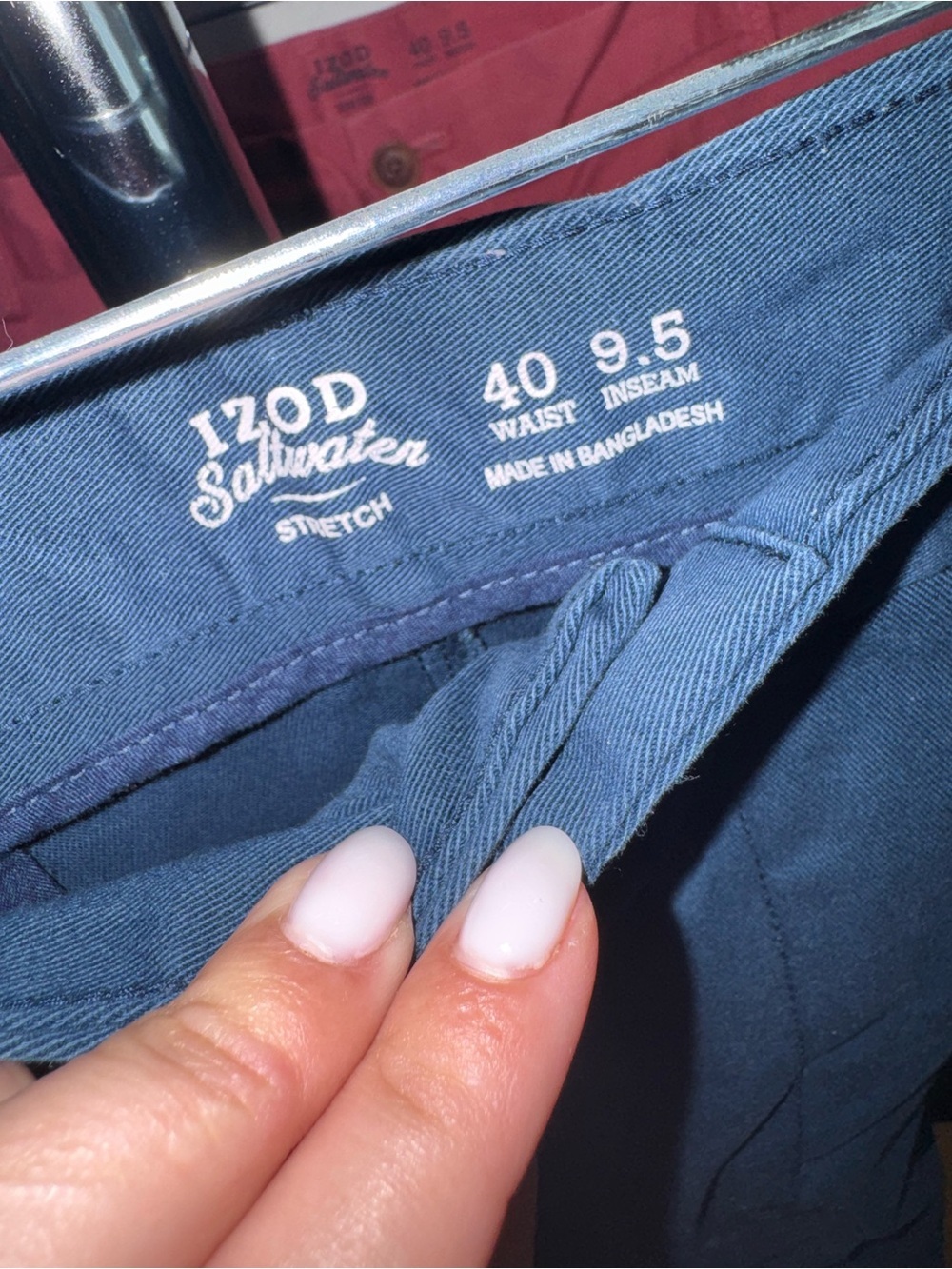 Izod Men's Flat Front Navy Blue Chino Shorts - Picture 2 of 4